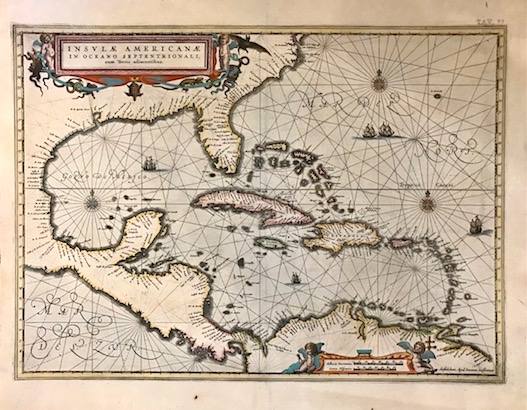 Mercator Gerard - Hondius Jodocus Insulae Americanae in Oceano Septentrionali, cum Terris adiacentibus 1637 Amsterdam 